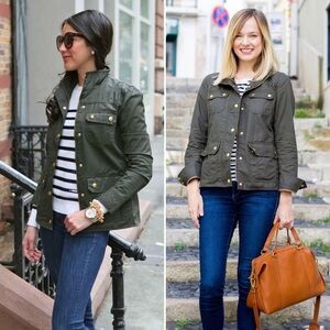 J.Crew Olive Green The Downtown Field Jacket with Gold Accents Size Small